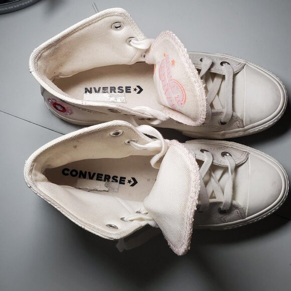 Converse Return to Festival Floral Embroidered White Platform Hi-Tops -Sz 7 - Picture 15 of 16